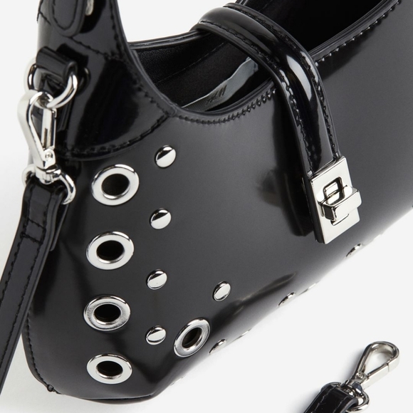 H & M Patent Faux Leather Bag with Grommet Details - Picture 3 of 7